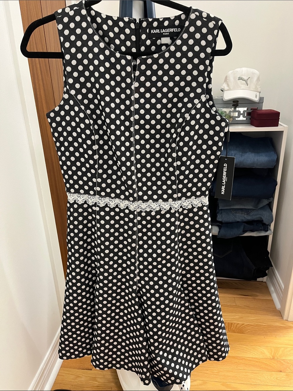 Karl Lagerfeld Black and White Polka Dot Dress